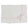 Picture of Sarah Louise Girls Knitted Shawl With Flounces & Satin Bow - White Pink