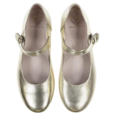 Picture of Panache Girls Scallop Pump - Metallic Gold Leather