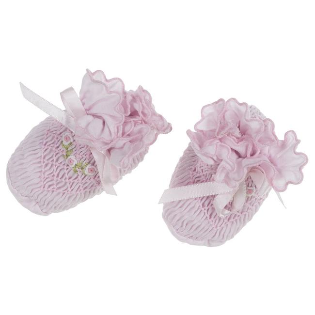 Picture of Sarah Louise Girls Smocked Baby Booties - Pink Pink