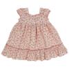Picture of Sarah Louise Girls Floral Smocked & Embroidered Cap Sleeve Dress - Coral 