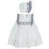 Picture of Sarah Louise Girls Smocked Dress & Bonnet Set - White Navy