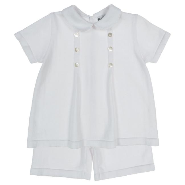 Picture of Sarah Louise Boys 2 Piece Knitted Short Set - White