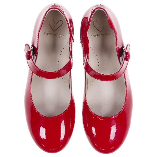 Picture of Panache Girls Scallop Pump - Red Patent