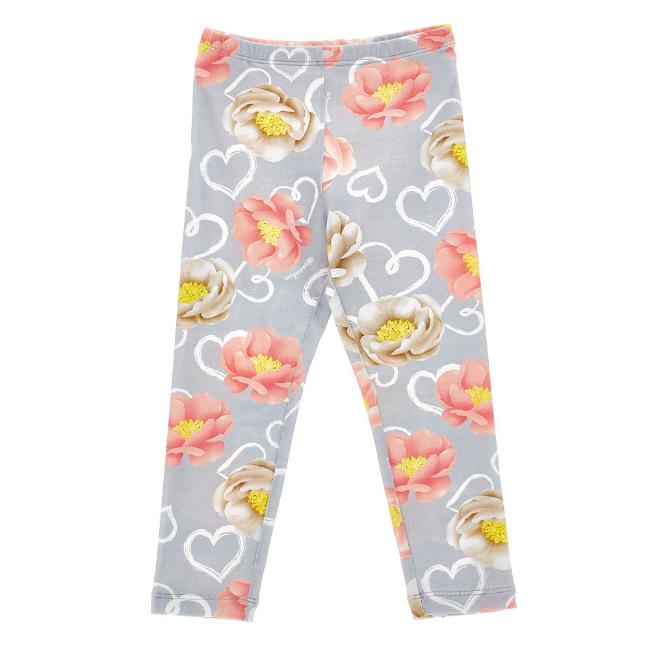 Picture of Monnalisa Girls Flower & Heart Leggings - Grey