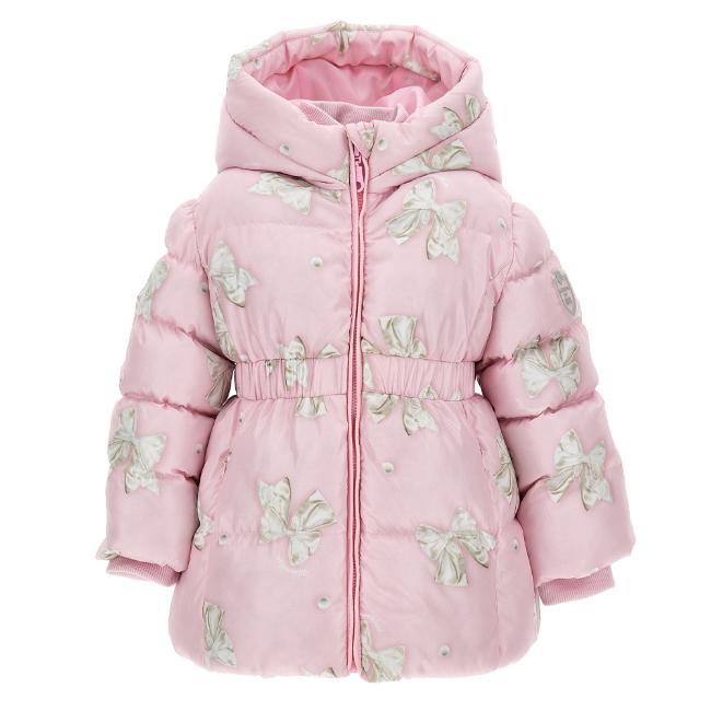 Picture of Monnalisa Bebe Girls Pearl & Bow Padded Coat - Pink