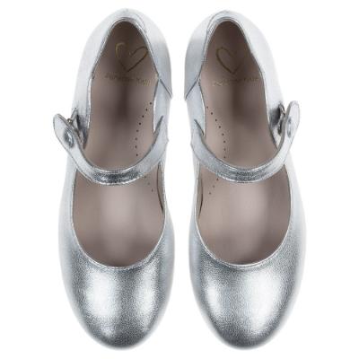 Picture of Panache Girls Scallop Pump - Metallic Silver Leather