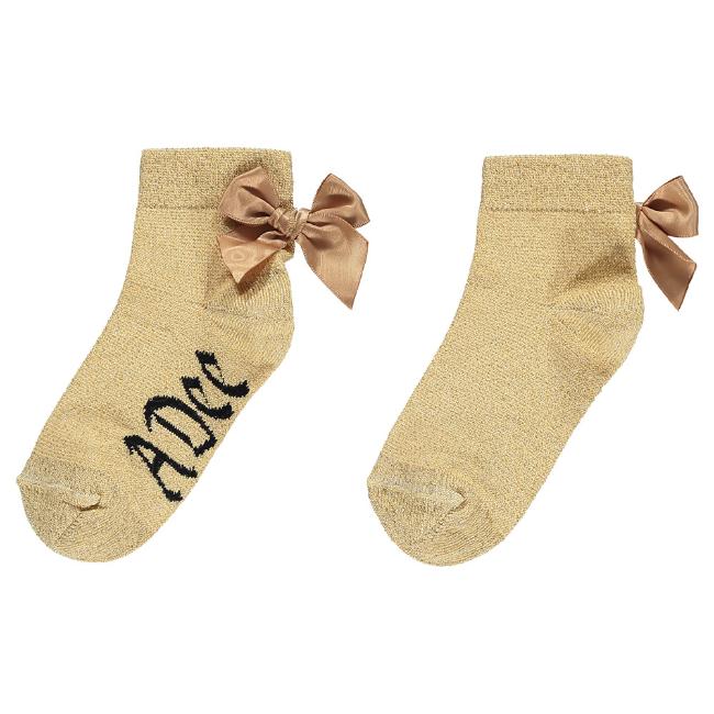 Picture of A Dee Bailey Lurex Bow Ankle Sock - Gold