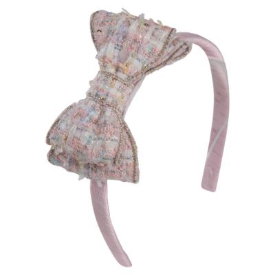 Picture of  Daga Girls Be Like A woman Big Sparkle Tweed Bow Headband - Pink