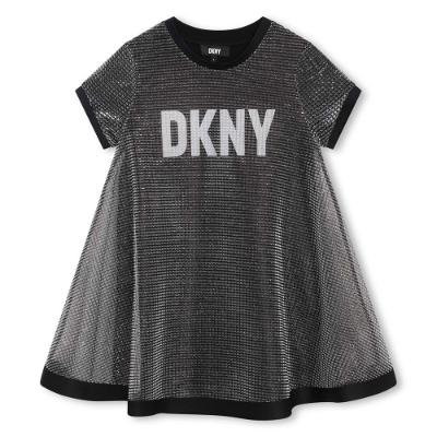 Picture of DKNY Kids Girls Logo 2 in 1 Logo Mesh Dress - Black
