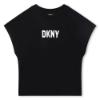 Picture of DKNY Kids Girls 2 in 1 Mesh Logo Top - Black Silver