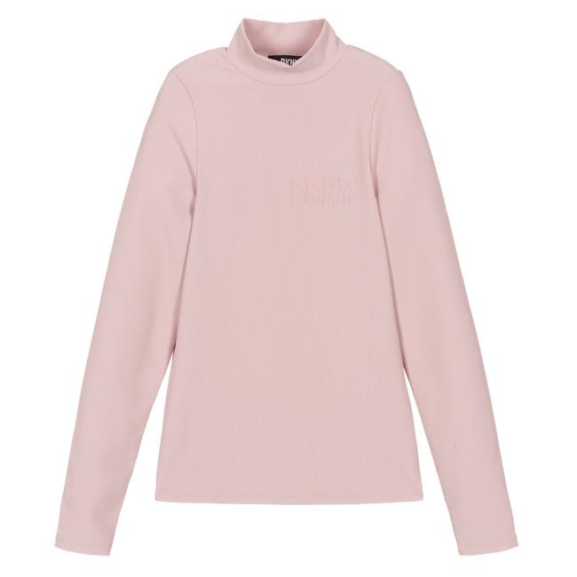 Picture of DKNY Kids Girls Ribbed Logo Top - Dusky Pink