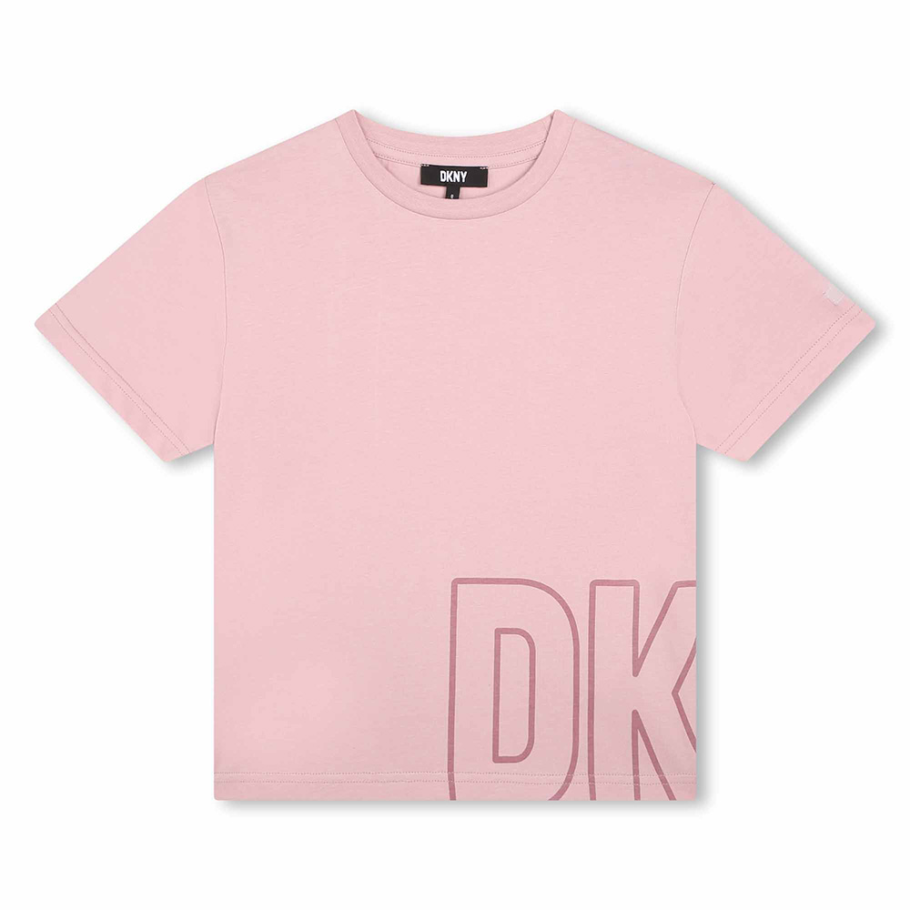 DKNY Kids Girls Tonal Logo T-shirt - Dusky Pink .