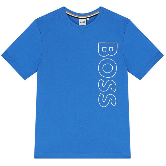 Picture of BOSS Boys Outline Logo T-shirt - Blue