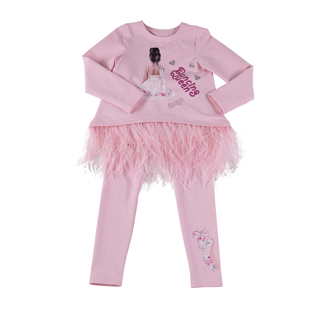 Daga Girls Dancing Queen Tunic & Leggings Set Pink. Children's