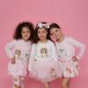 Picture of Daga Girls Lucky Dog Print Skort &  Applique Top Set -  Pink