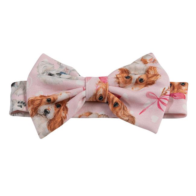 Picture of Daga Girls Lucky Dog Print Stretch Jersey Headband - Pink