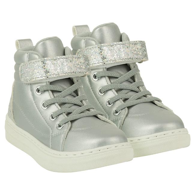 Picture of A Dee Glitzy High Top Trainers - Silver