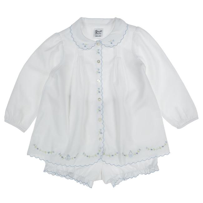 Picture of Sarah Louise Girls Hand Embroidered Blouse & Bloomer Set - White Blue