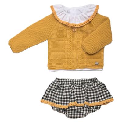Picture of Juliana Baby Clothes Girls Knit Cardigan Blouse & Skirted Jam Pants Set x 3  - Gold