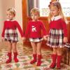 Picture of Juliana Baby Clothes Girls Knit Cardigan Blouse & Jam Pants Set x 3 - Red Grey