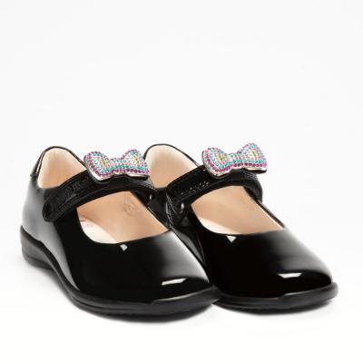 Picture of Lelli Kelly Erin 2 Crystal Bow School Shoe F Fitting - Black Patent