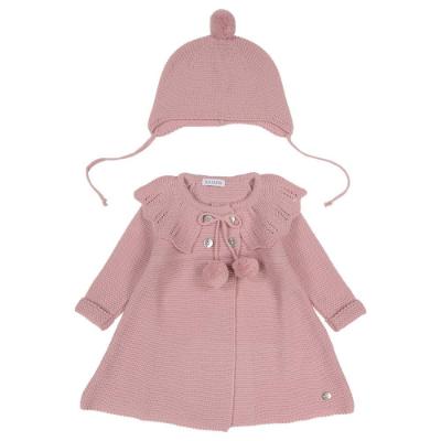 Picture of Juliana Baby Clothes Girls Knitted Coat & Hat Set - Dark Pink