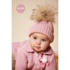 Picture of Juliana Baby Clothes Ribbed Hat With Fur Pom Pom - Dark Pink 