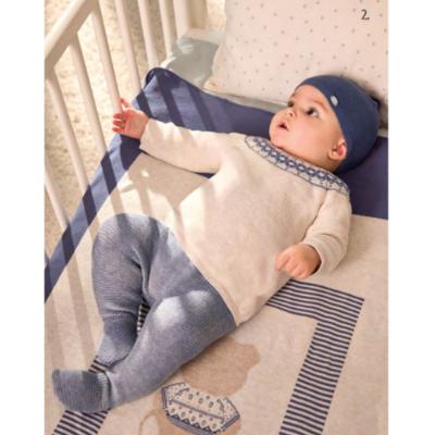 Picture of Mayoral Newborn Boys Knitted Trouser Set - Beige Blue