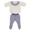 Picture of Mayoral Newborn Boys Knitted Trouser Set - Beige Blue