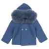 Picture of Mac Ilusion Unisex Fur Trimmed Knitted Coat - Dark Blue 