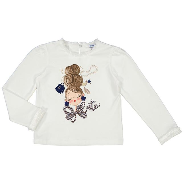 Picture of Mayoral Mini Girls Glittery Girl Top - Ivory
