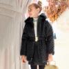 Picture of Abel & Lula Girls Quilted Coat With Detachable Faux Fur Collar - Black