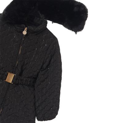 Picture of Abel & Lula Girls Quilted Coat With Detachable Faux Fur Collar - Black