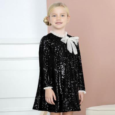Picture of Abel & Lula Girls Micro Sequin Party Dress With Tulle Bow - Black