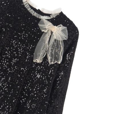 Picture of Abel & Lula Girls Micro Sequin Party Dress With Tulle Bow - Black