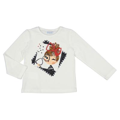 Picture of Mayoral Mini Girls Portrait T-shirt - Ivory Black