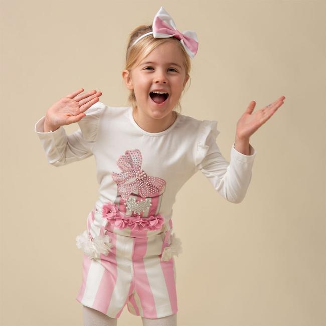 Picture of Caramelo Kids Girls Pearl Present Top & Short Set - Pink