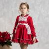 Picture of Abuela Tata Girls Traditional Long Sleeve Dress With Lace  - Red Cream