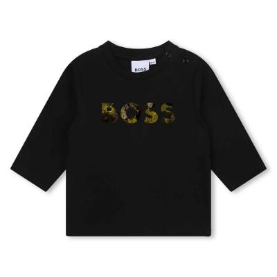 Picture of BOSS Toddler Boys Textured Logo T-shirt - Black