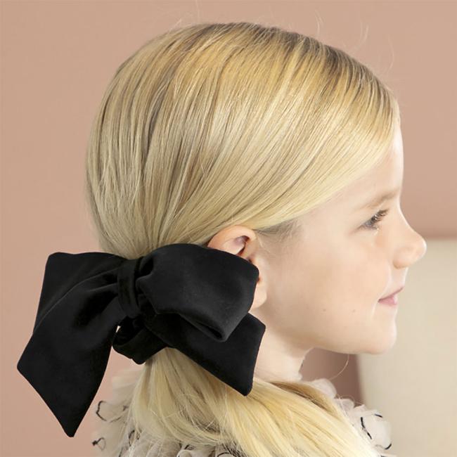 Picture of Abel & Lula Girls Large Velvet Bow Scrunchie - Black