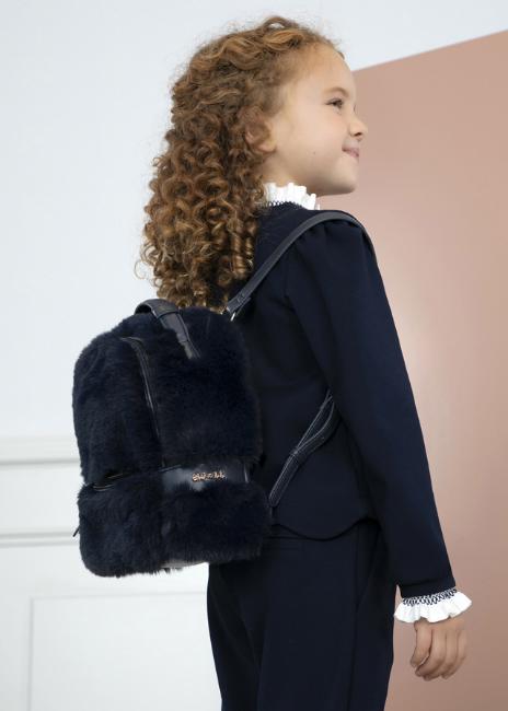 Picture of Abel & Lula Girls Small Faux Fur Backpack - Navy Blue