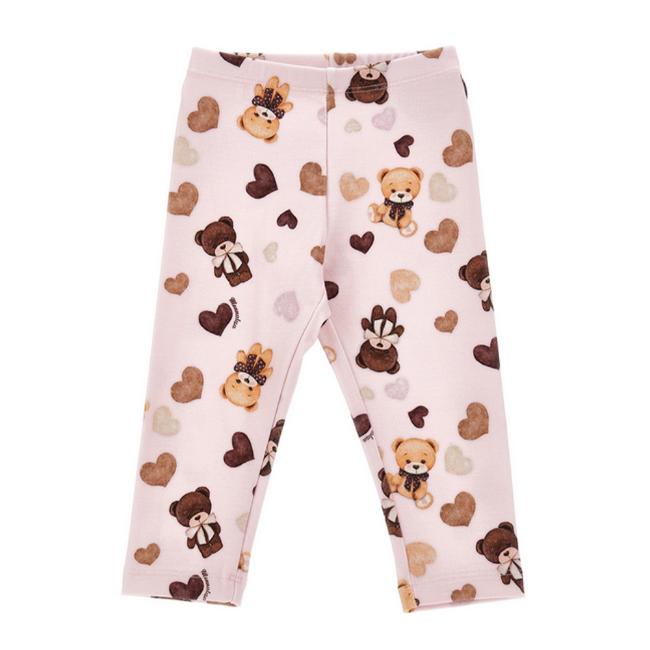 Picture of Monnalisa Bebe Girls Teddy Heart Leggings - Pink