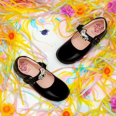 Picture of Lelli Kelly Bella Unicorn School Shoe F Fitting - Black Patent 