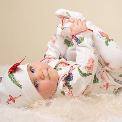 Picture of Caramelo Kids Baby Girls Ballerina Print Ruffle Babygrow & Hat Set - Ivory 