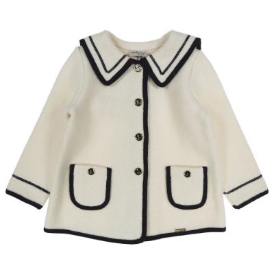 Picture of Marae Girls Wool Coat With Oversized Sailor Collar - Ivory Navy