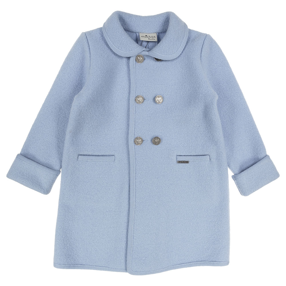 Marae Double Breasted Wool Coat Pale Blue