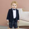Picture of Abel & Lula Baby Boys Shirt Shorts & Bow Tie Set x 3 - Navy Green Check