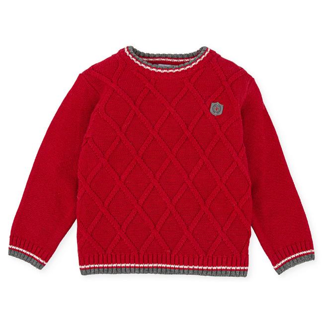 Picture of Tutto Piccolo Boys Knitted Sweater - Red Grey
