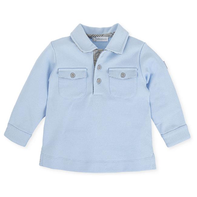 Picture of Tutto Piccolo Boys Polo Sweater With POW Check Trims - Blue Grey 