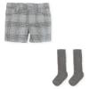 Picture of Tutto Piccolo Boys POW Check Shorts & Socks Set - Grey Blue 